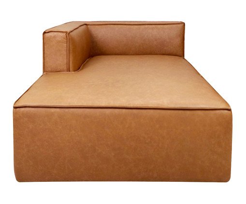 Sof&aacute; M&oacute;dulo Chaise Esquerdo Mensa em Couro Caramelo - image 0