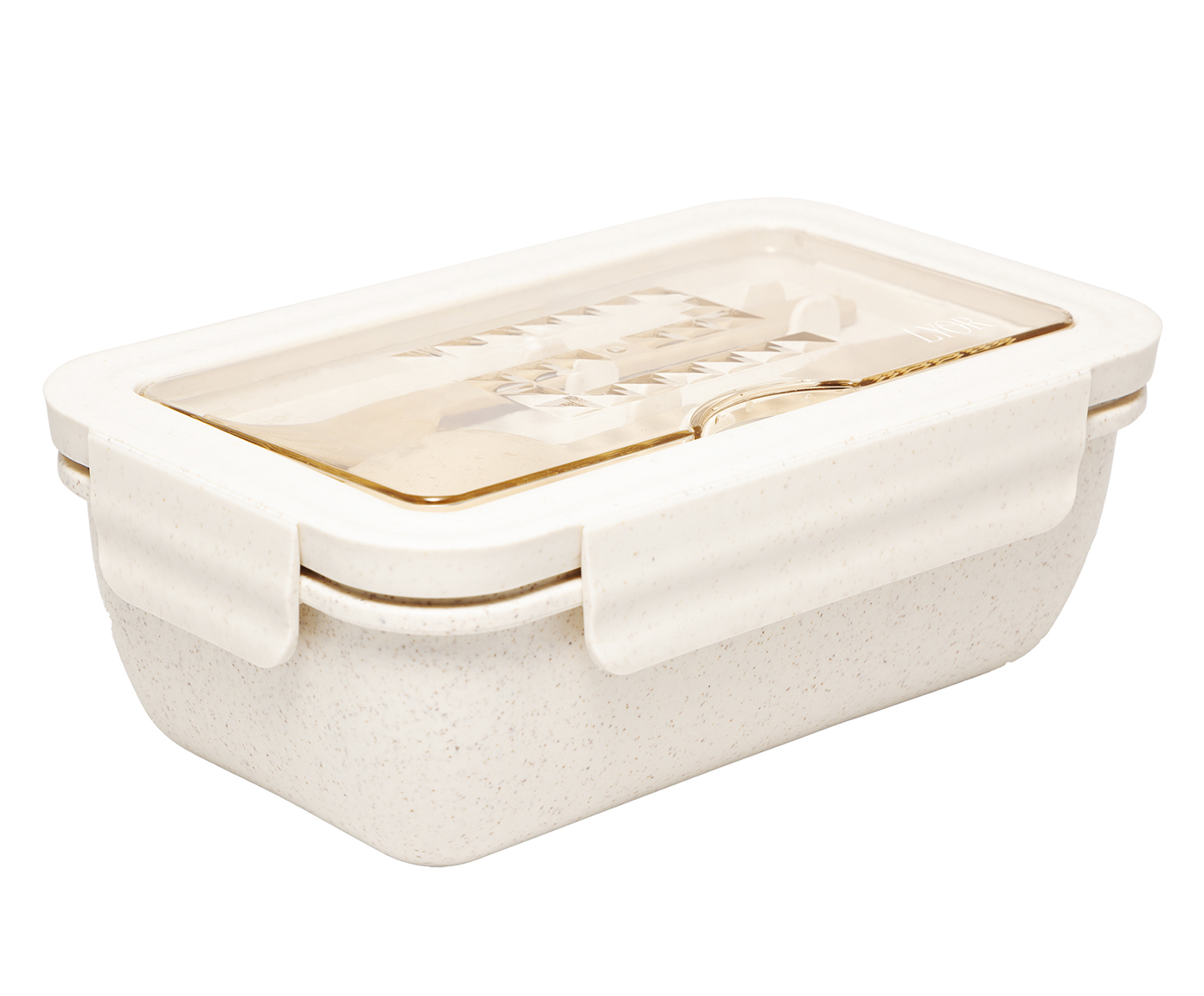 Jogo de Marmita Herm&eacute;tica com Talheres Bambu Off White - image 0