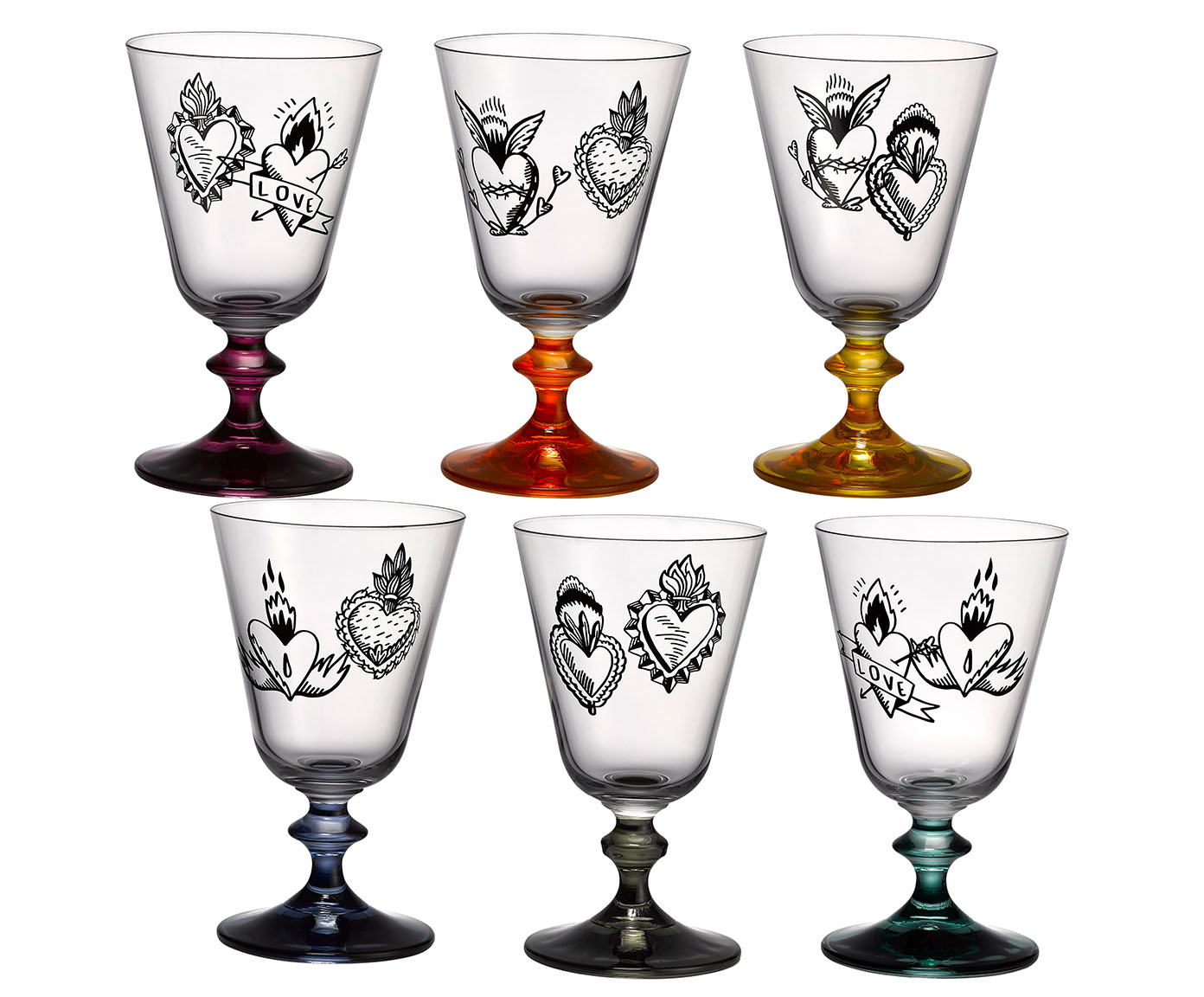 Jogo de Ta&ccedil;as para Vinho Hard Heart em Cristal Ecol&oacute;gico Sortido - image 0