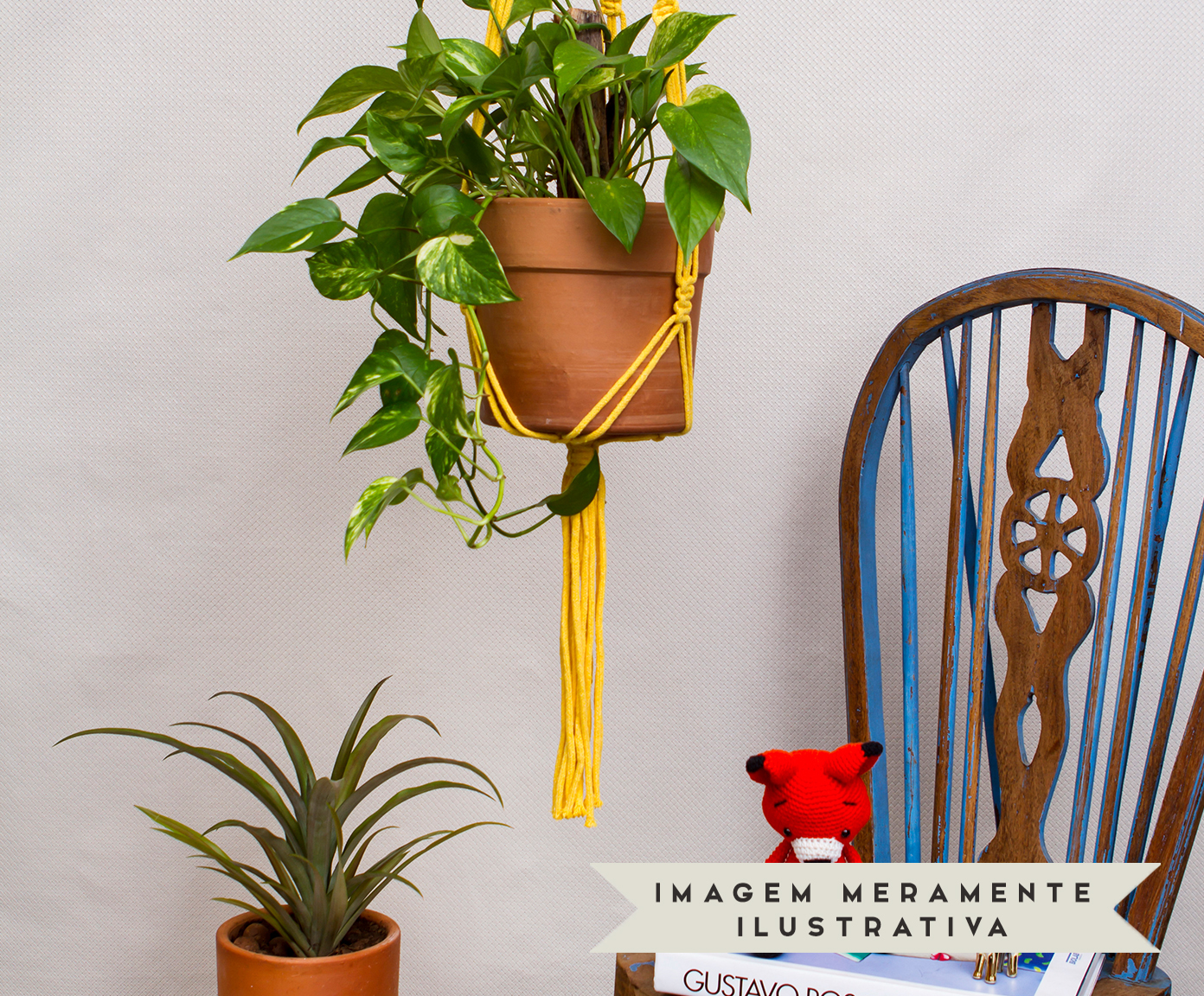 Hanger em Macram&ecirc; Clean Amarelo image number 4