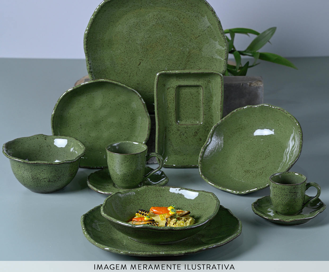 Jogo de Pratos para Sobremesa Org&acirc;nico Eco Stone Jade Verde image number 3