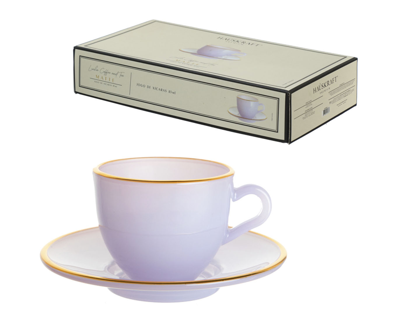 Jogo de X&iacute;caras para Caf&eacute; com Borda Dourada Matte Lilas - image 1