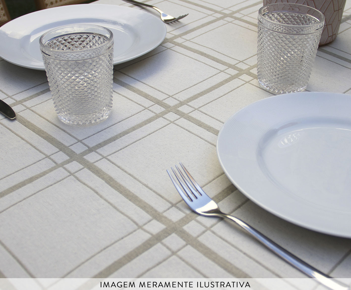 Toalha de Mesa Off White e Cinza - image 1