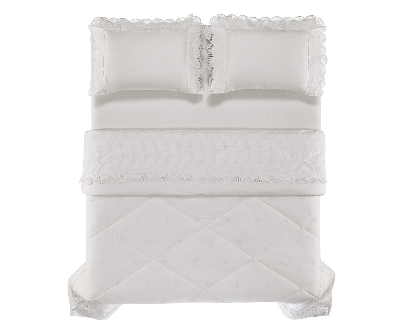 Edredom Edelweiss Branco e Chumbo 300 Fios - image 1