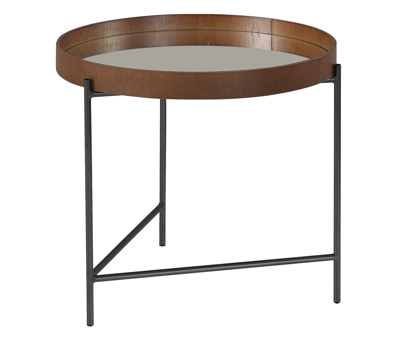 Mesa Lateral Debora Espelho Prata Liso com Base de Metal - image 0
