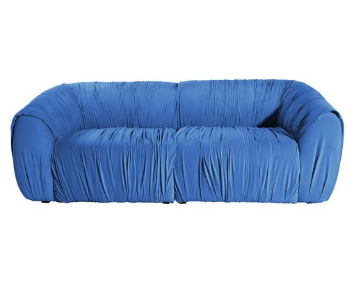 Sof&aacute; Drap&ecirc; em Veludo Azul - image 0