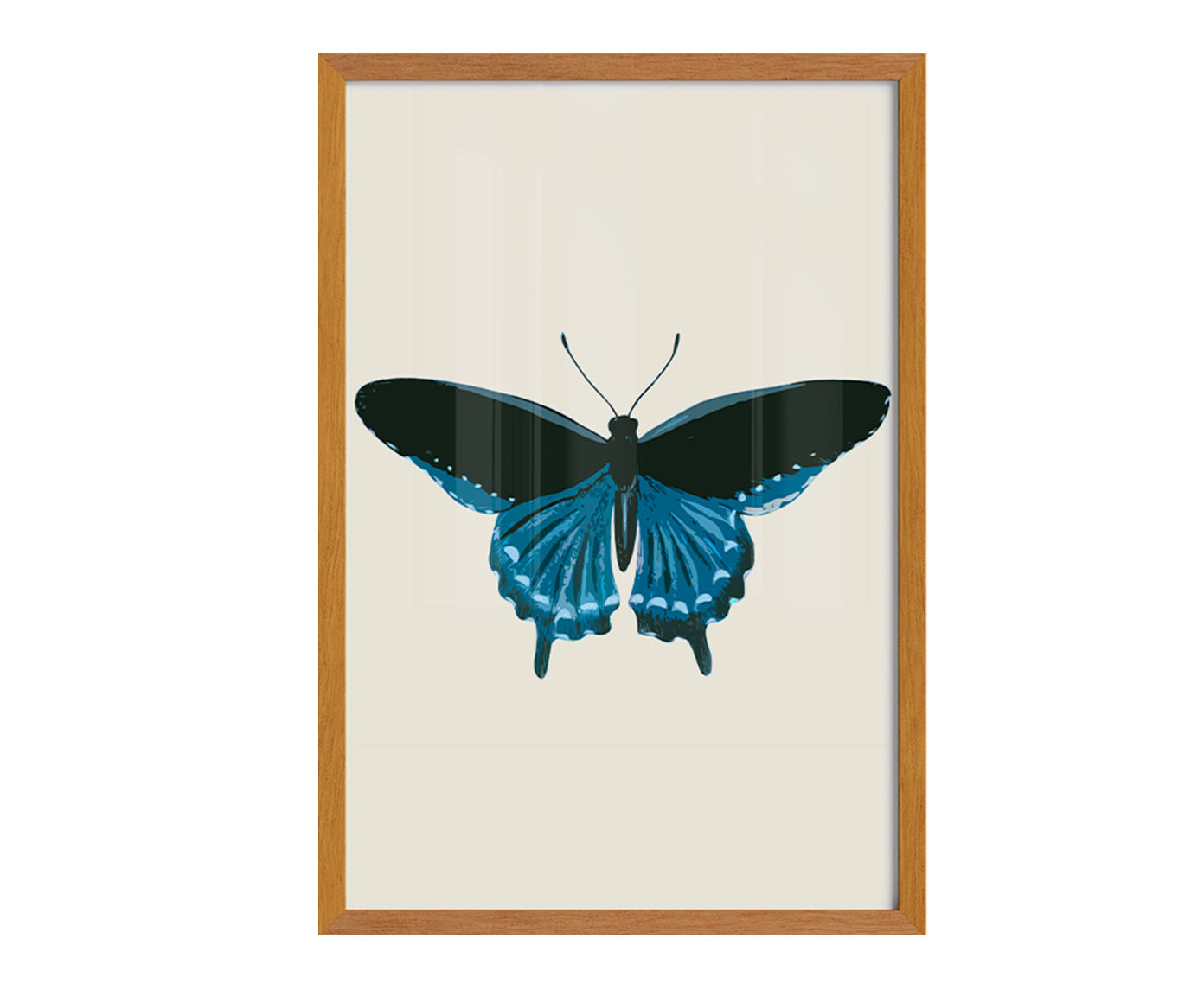 Quadro Borboleta Azul com Moldura em Madeira - image 0
