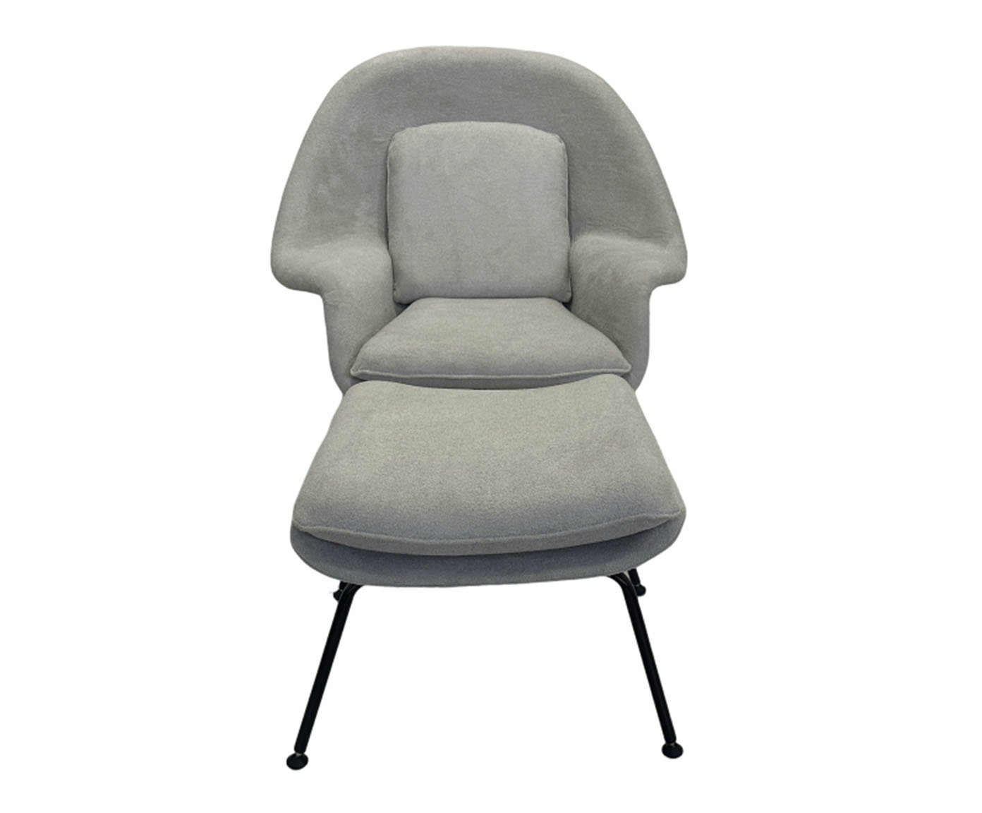 Poltrona Womb Chair com Pufe Revestida  Boucle  Creme - image 1