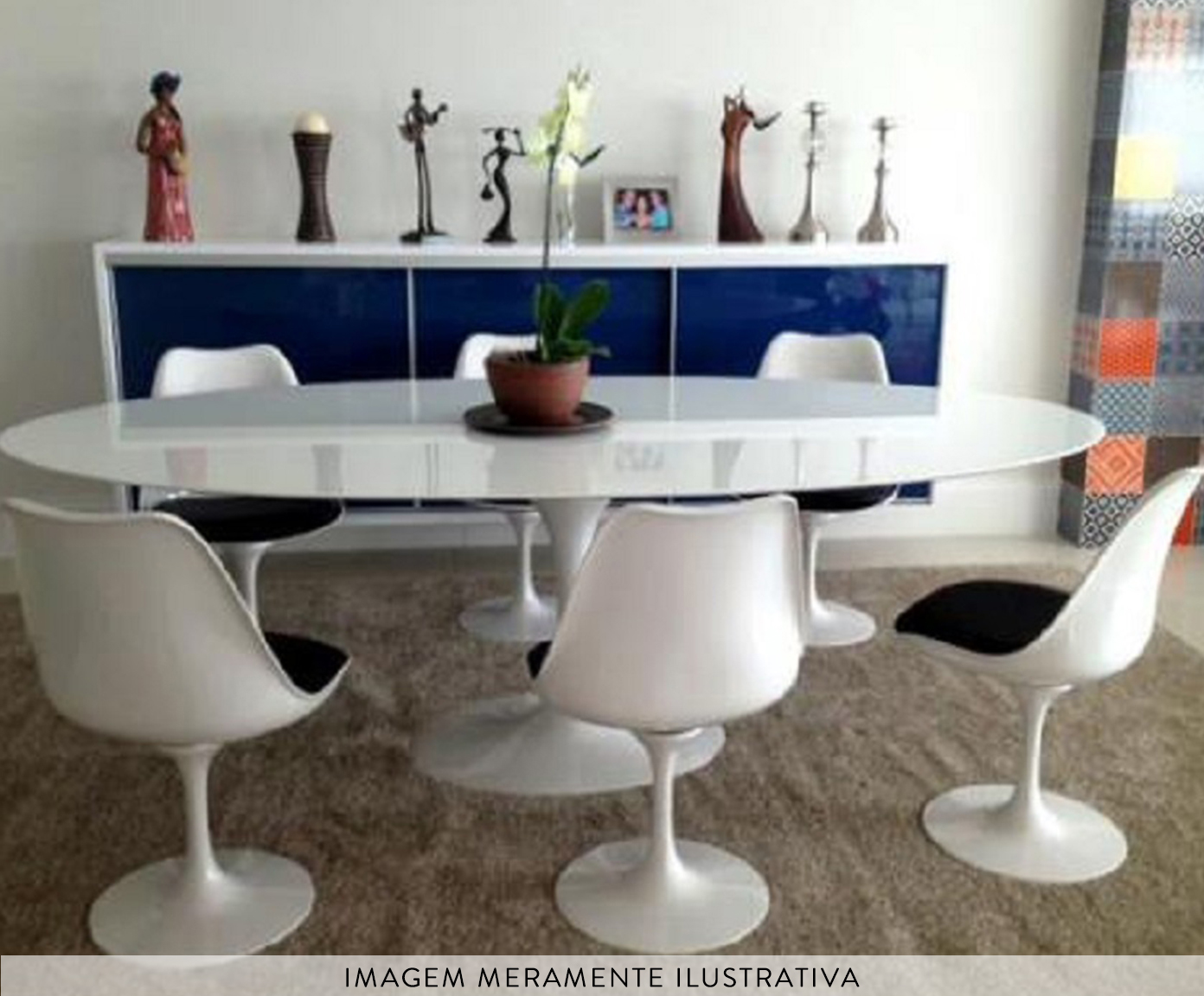 Mesa Saarinen Oval Quartzo com Base Branca image number 4