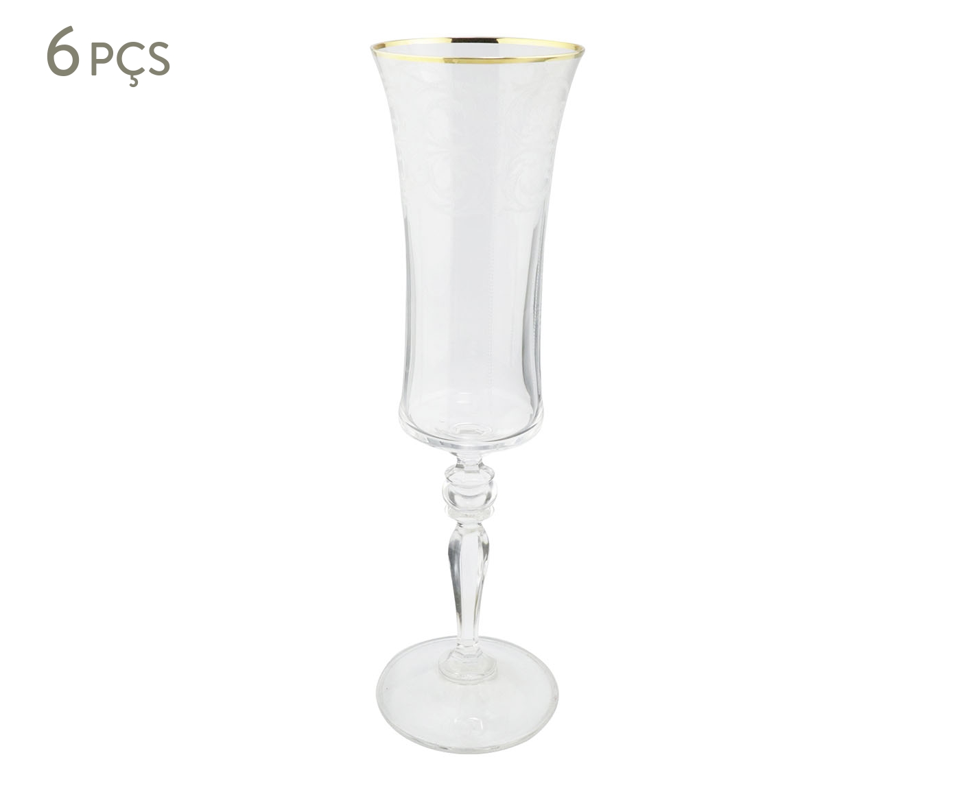 Jogo de Ta&ccedil;as para Champanhe em Cristal Grace Pantografada Gold Rim - image 0