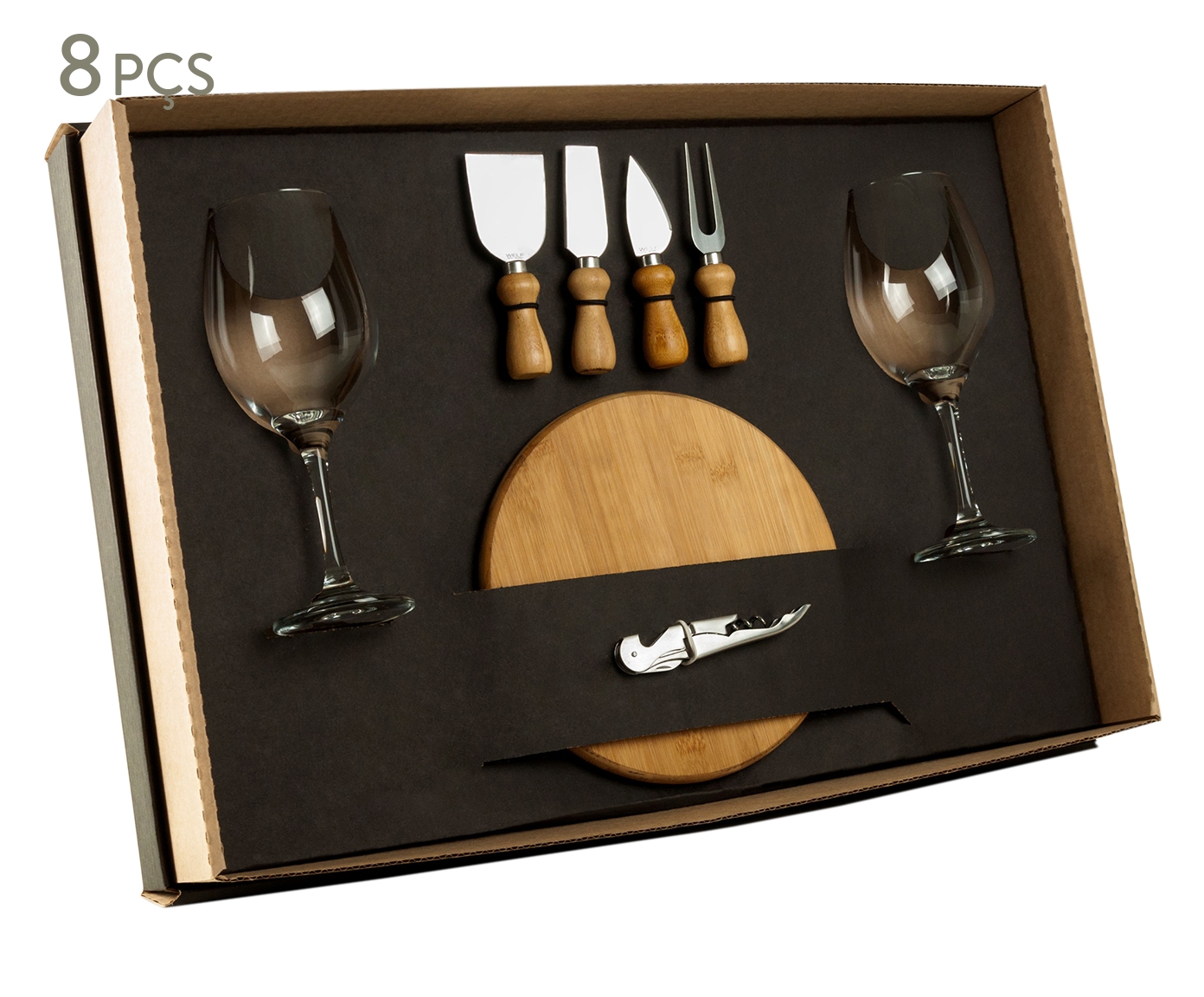 Jogo para Servir Queijo E Vinho em Bambu Kendal - image 0