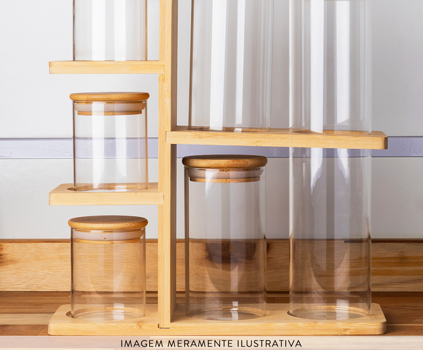 Jogo de Porta Mantimentos com Suporte Bambu image number 2