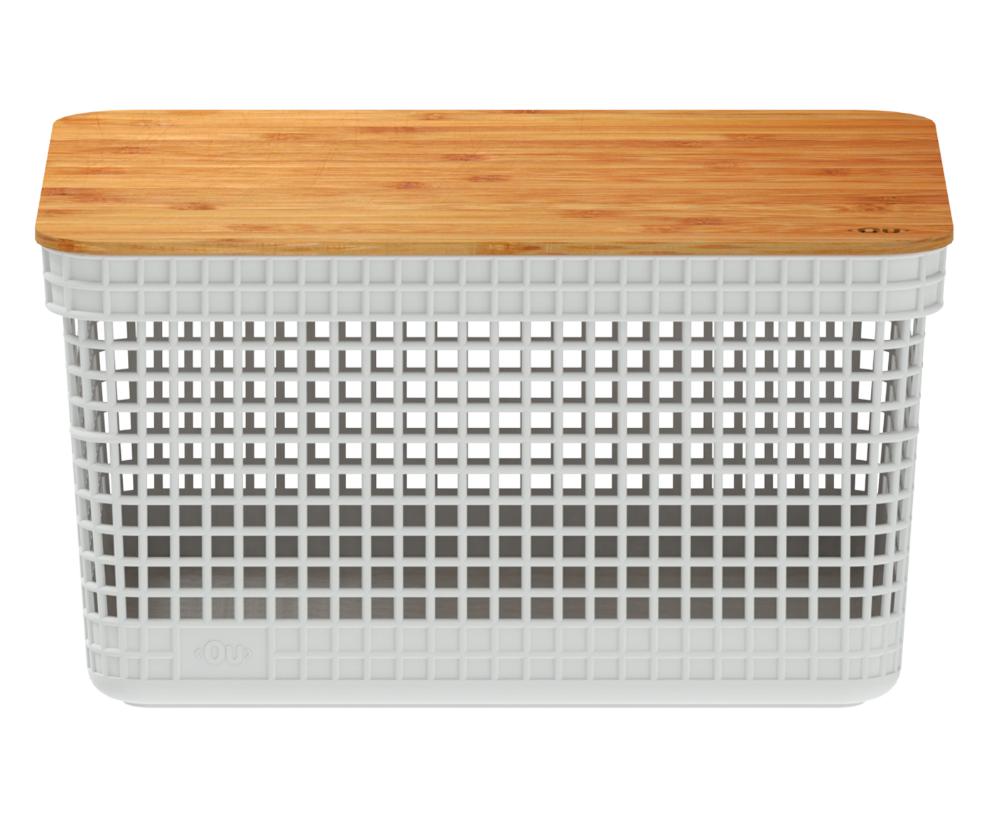 Cesto com Tampa em Bambu Grid Branco - image 0