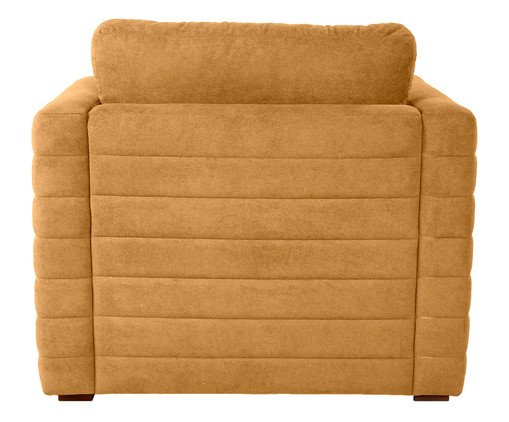 Poltrona com Puff Gom em Boucle aveludado - Amarelo Ocre image number 4