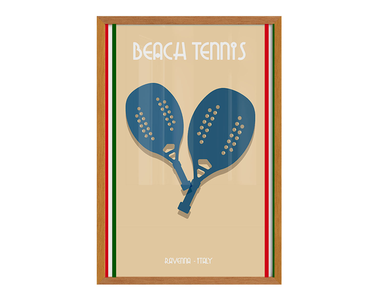 Quadro Beach Tennis Ravenna com Moldura em Madeira - image 1