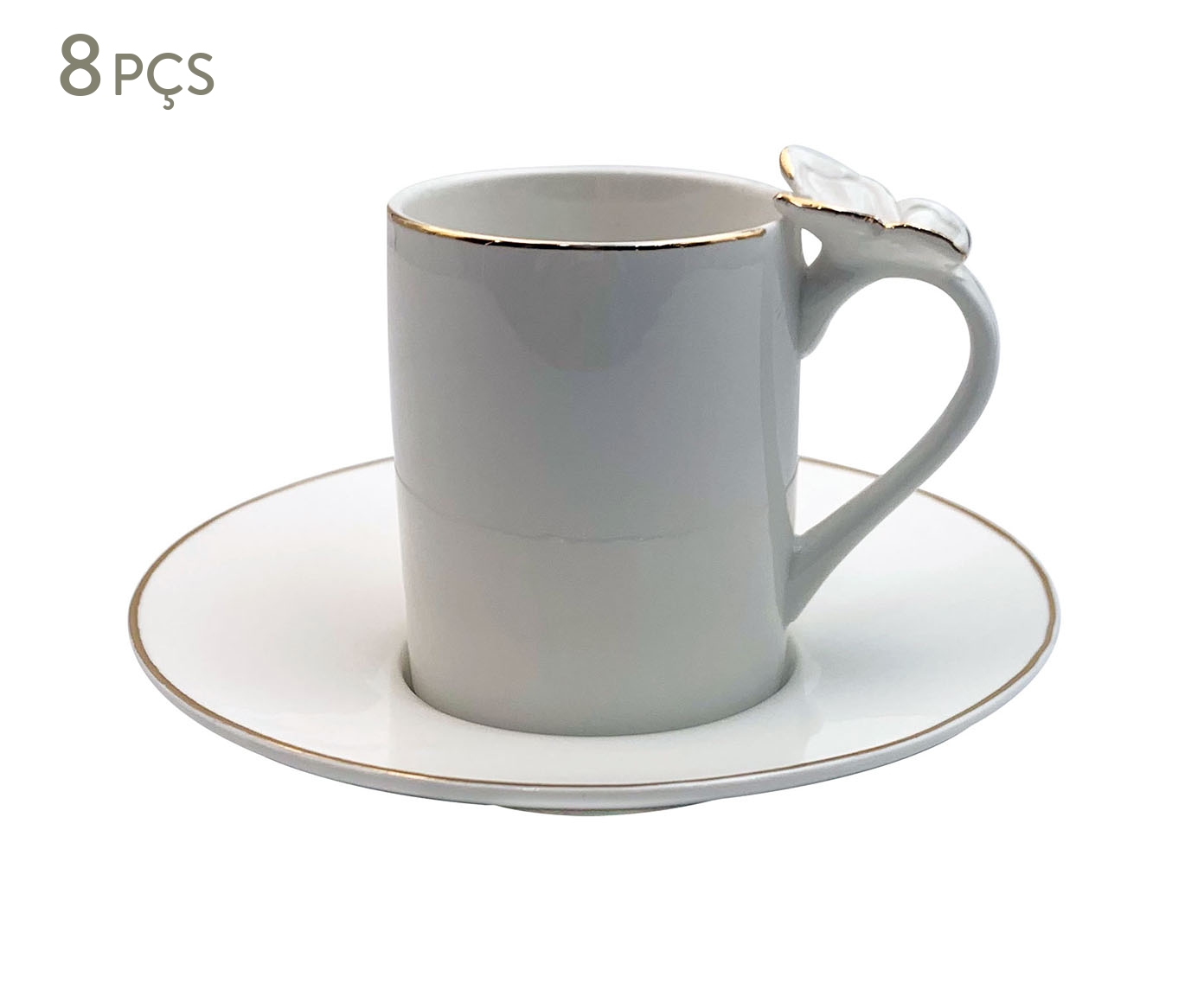 Jogo de X&iacute;caras para Caf&eacute; com Borda Dourada Ramoudie - image 0