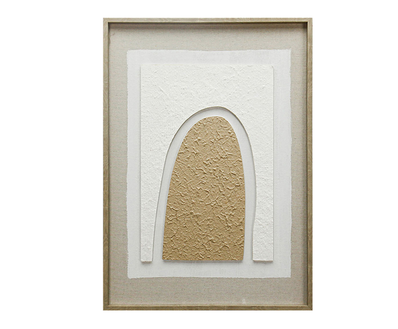 Quadro Decorativo em Linho Arc Bege e Branco - image 0