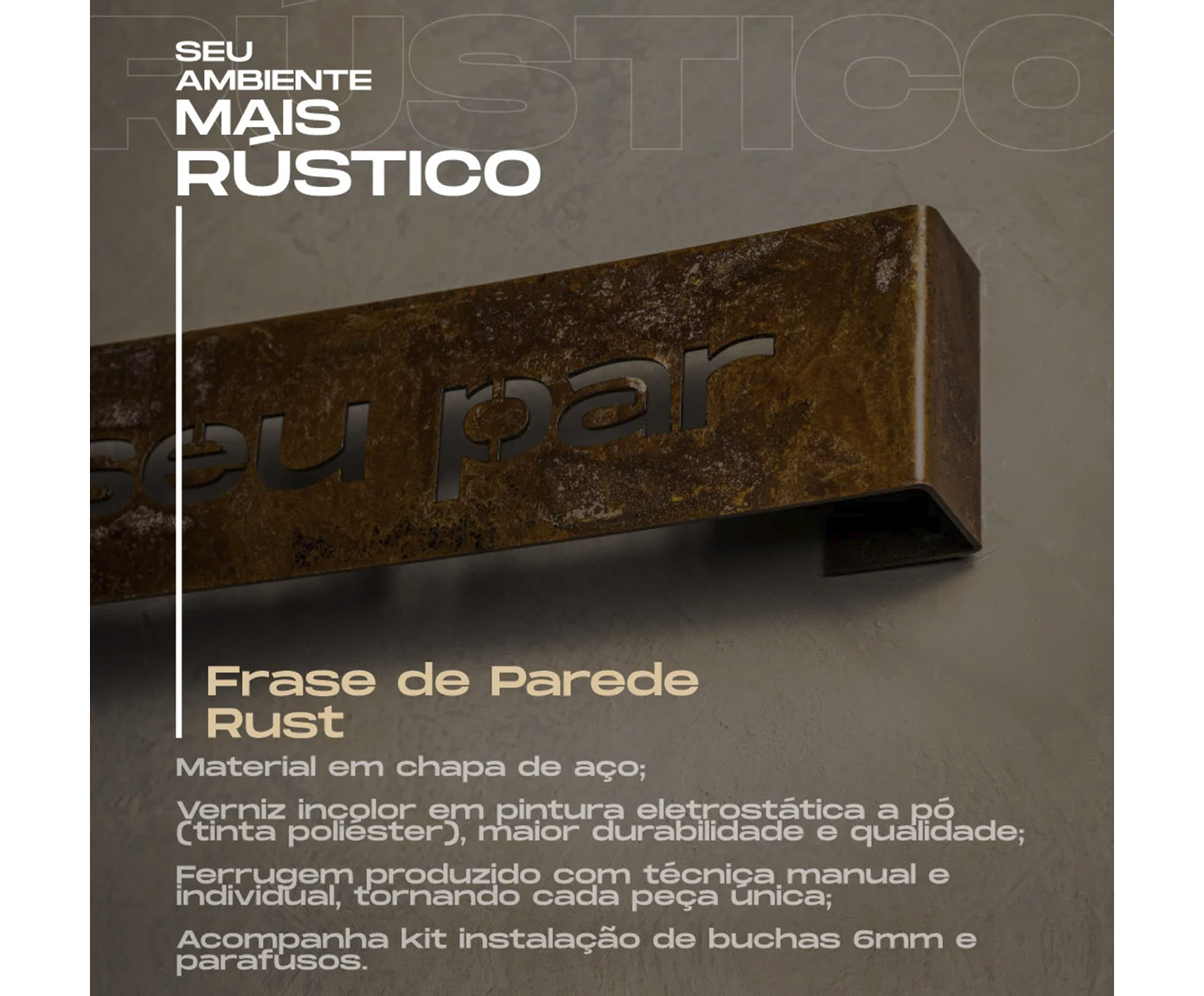 Frase de Ferro Rust "Por Onde For Quero Ser Seu Par" image number 4