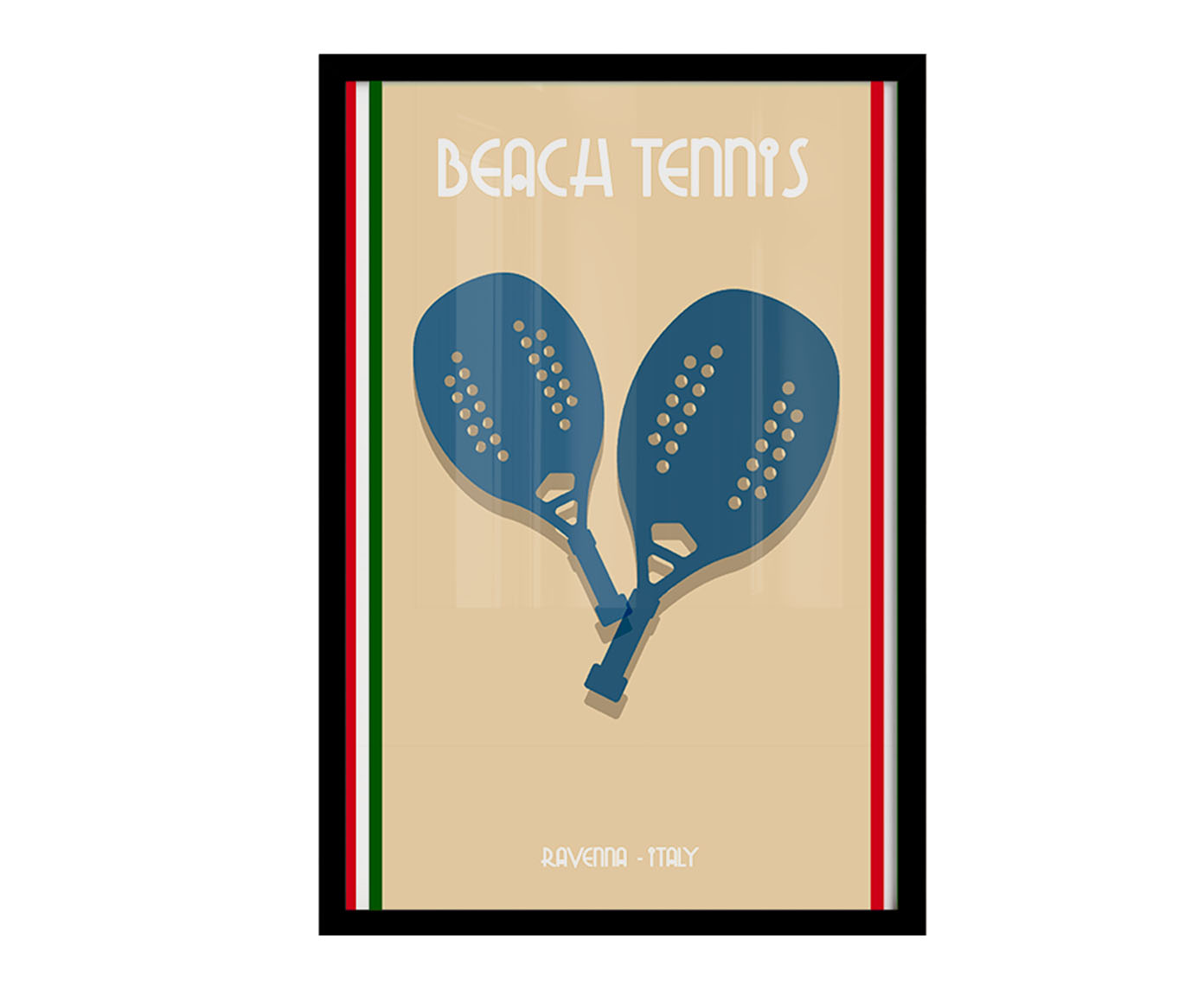 Quadro Beach Tennis Ravenna com Moldura Preta - image 1