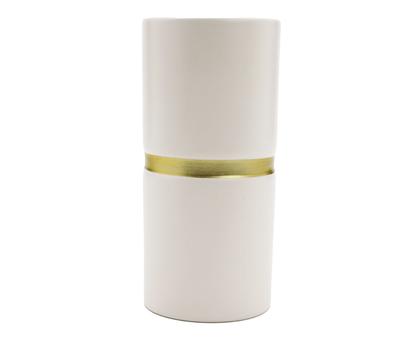Vaso de Cer&acirc;mica Filete Branco e Dourado - image 0