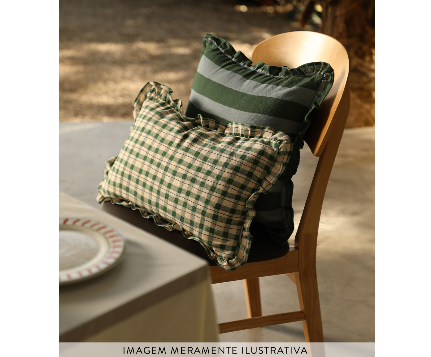 Capa de Almofada Babados Strisce Verde - image 1