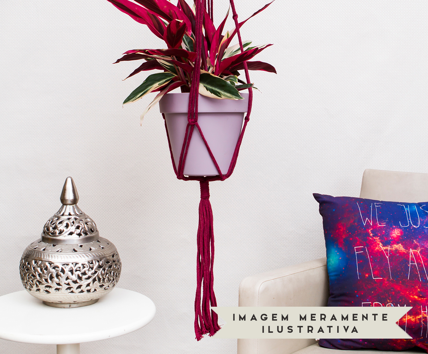 Hanger em Macram&ecirc; Cube Marsala image number 4