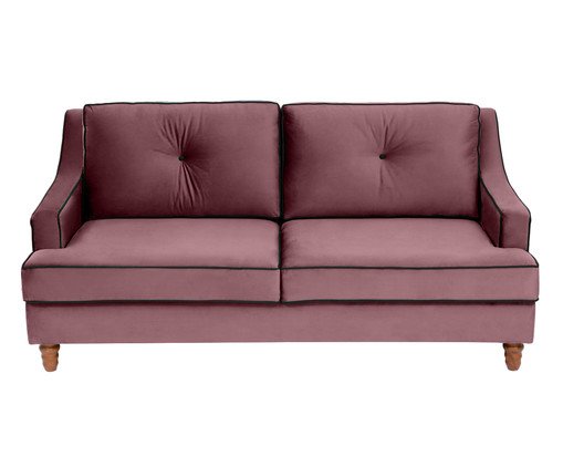 Sof&aacute; Windsor em Veludo - Rosa Ch&aacute; com Vivo Preto - image 0
