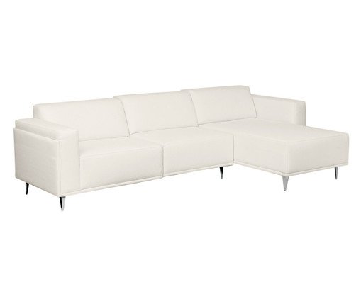 Sof&aacute; Modular com Chaise Esquerda em Linh&atilde;o Antonio Ch&aacute; Branco image number 5