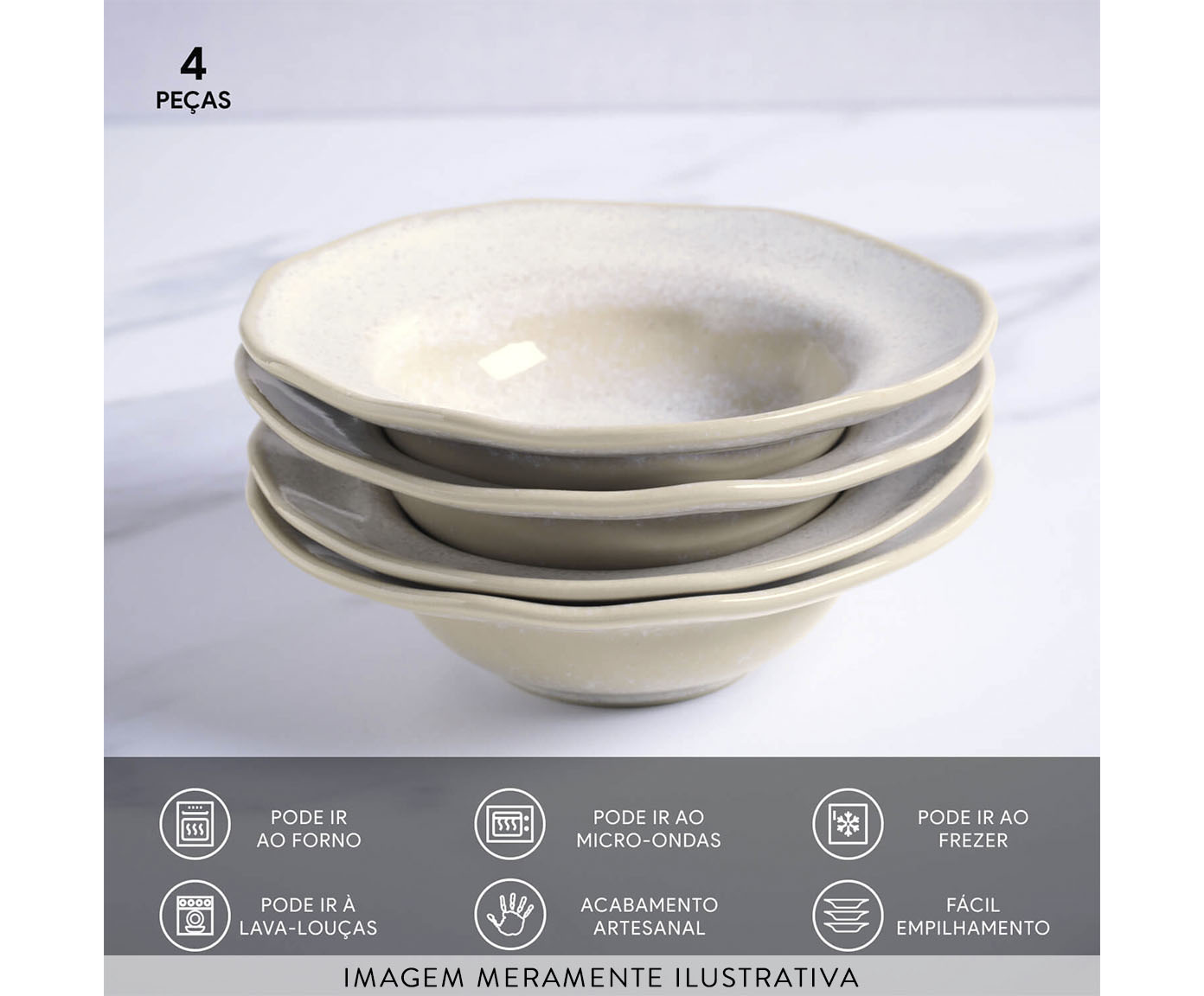 Jogo de Pratos para Sobremesa Org&acirc;nico Latte Cru lV image number 4