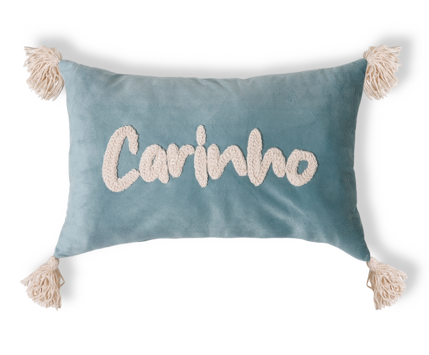 Capa de Almofada Bordada com Tassels Carinho Azul - image 0
