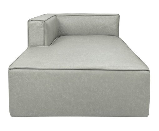 Sof&aacute; M&oacute;dulo Chaise Esquerdo Mensa em Couro Cinza - image 0