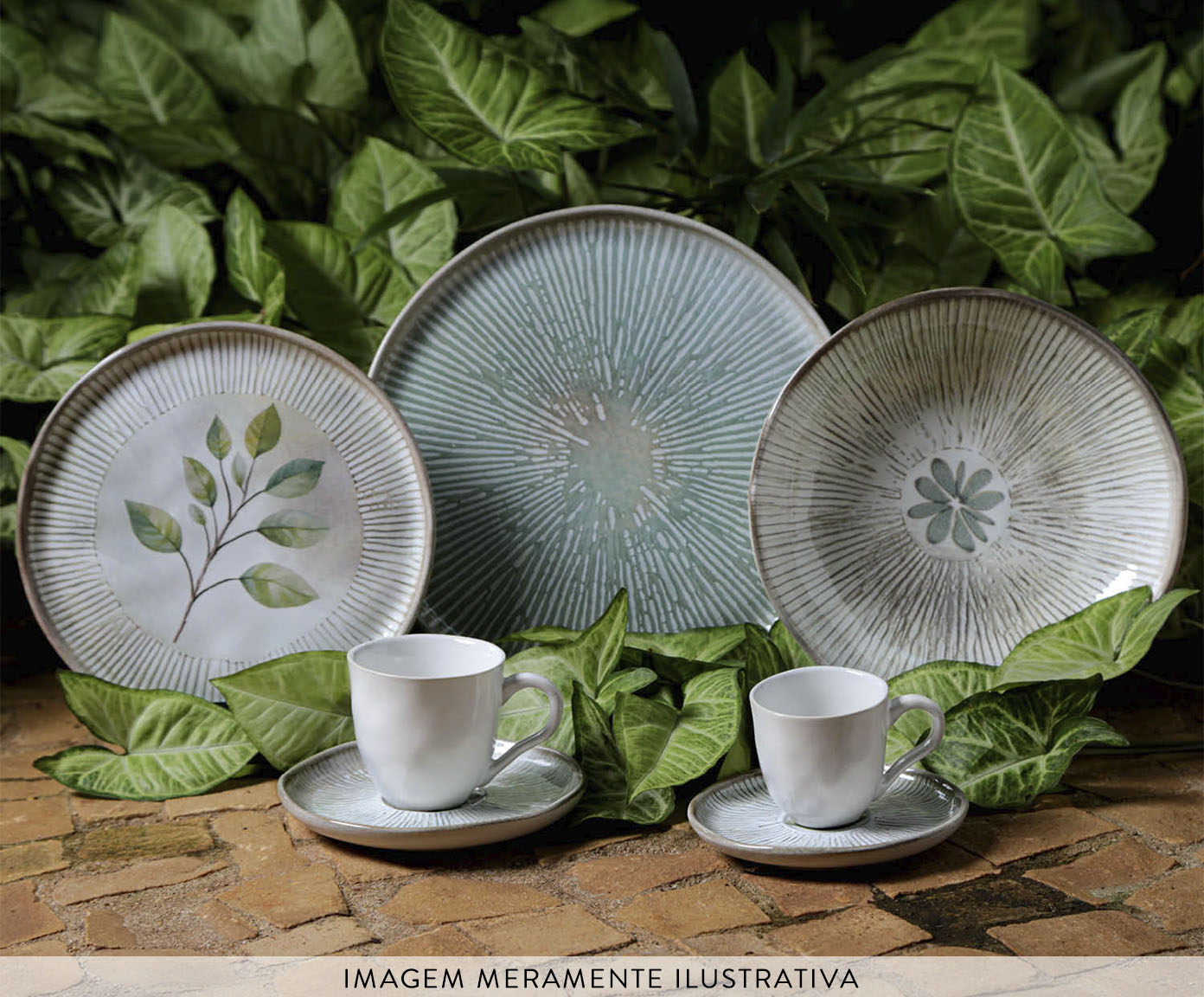 Jogo de Pratos Raso Bio Evergreen Floral image number 2