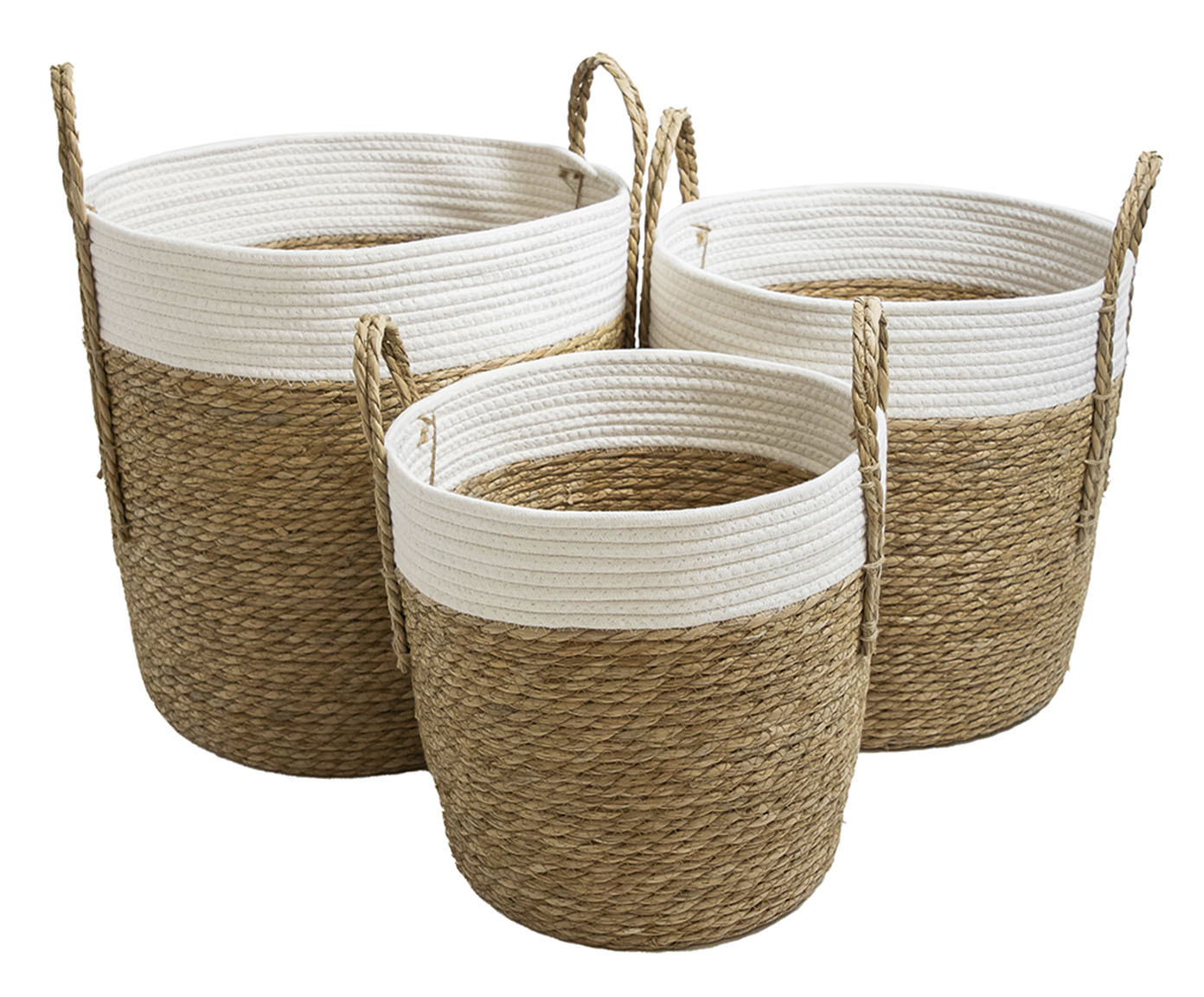 Jogo de Cestos em Fibra Vegetal Payllu Branco e Natural - image 0
