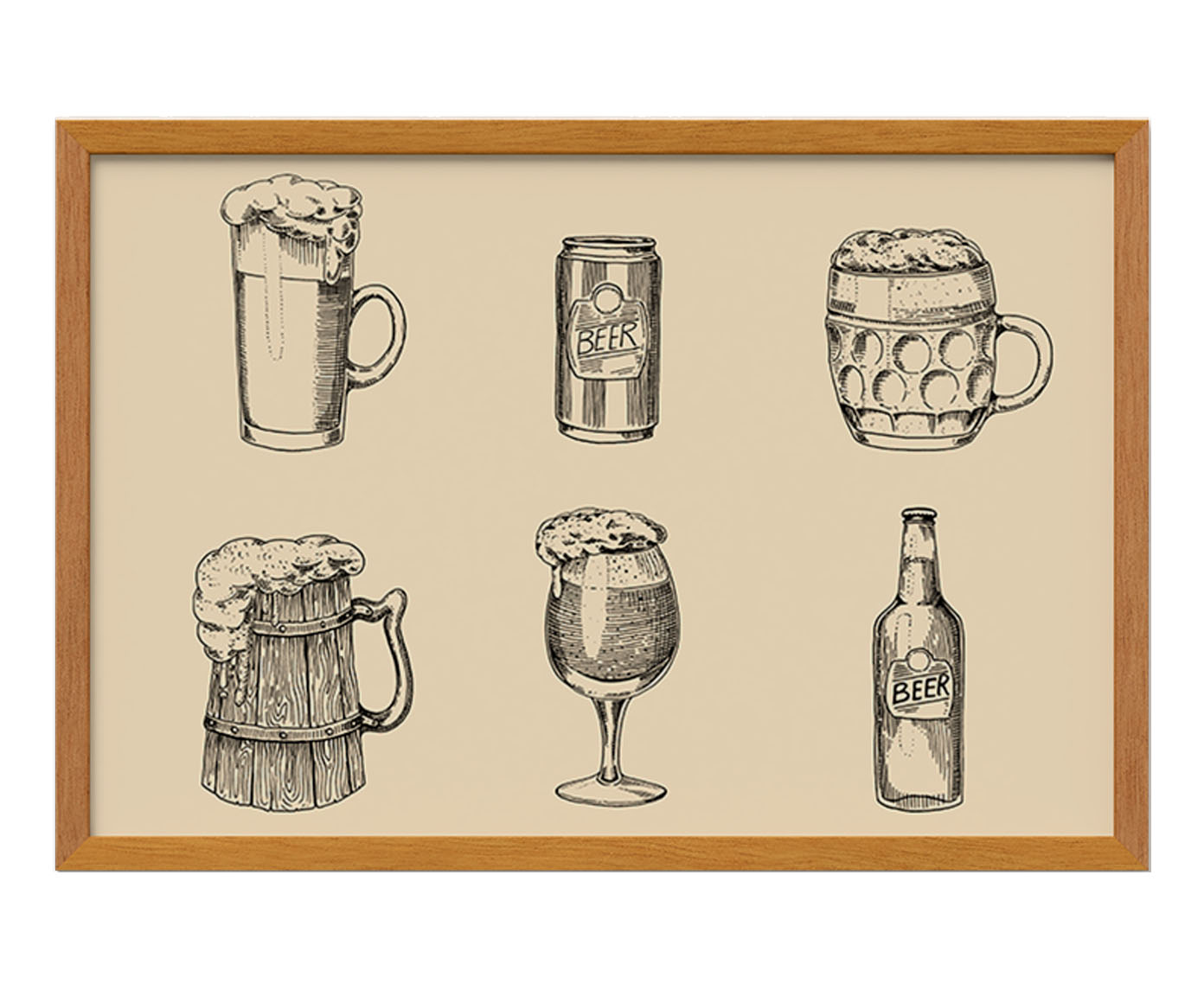 Quadro Cerveja com Moldura em Madeira - image 1