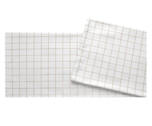 Toalha de Mesa Panam&aacute; Grid Bege - 160X250cm - image 0