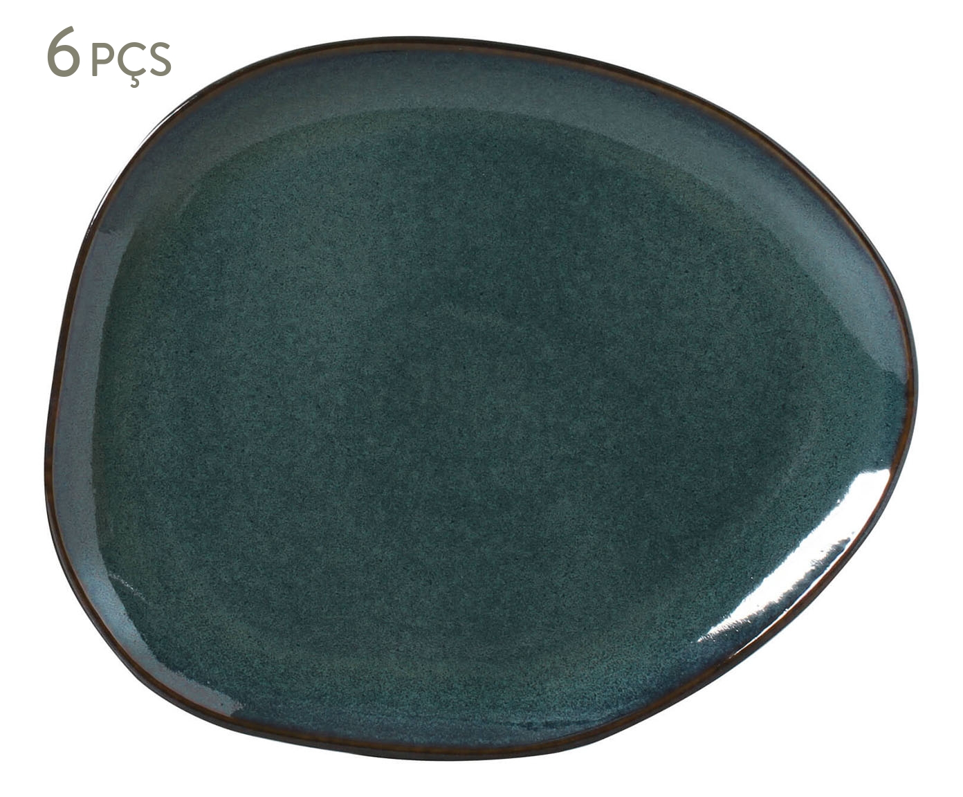Jogo de Pratos Raso Oval Org&acirc;nico Oceano Azul - image 0