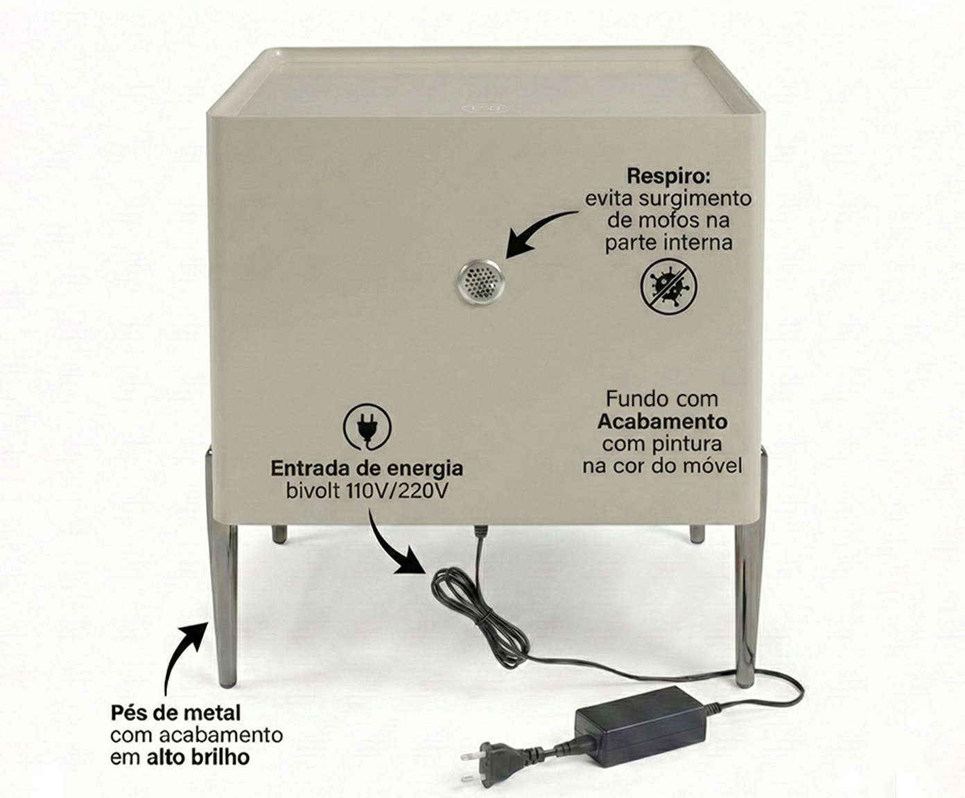 Mesa de Cabeceira Inteligente Smart Orion Vainilla image number 2
