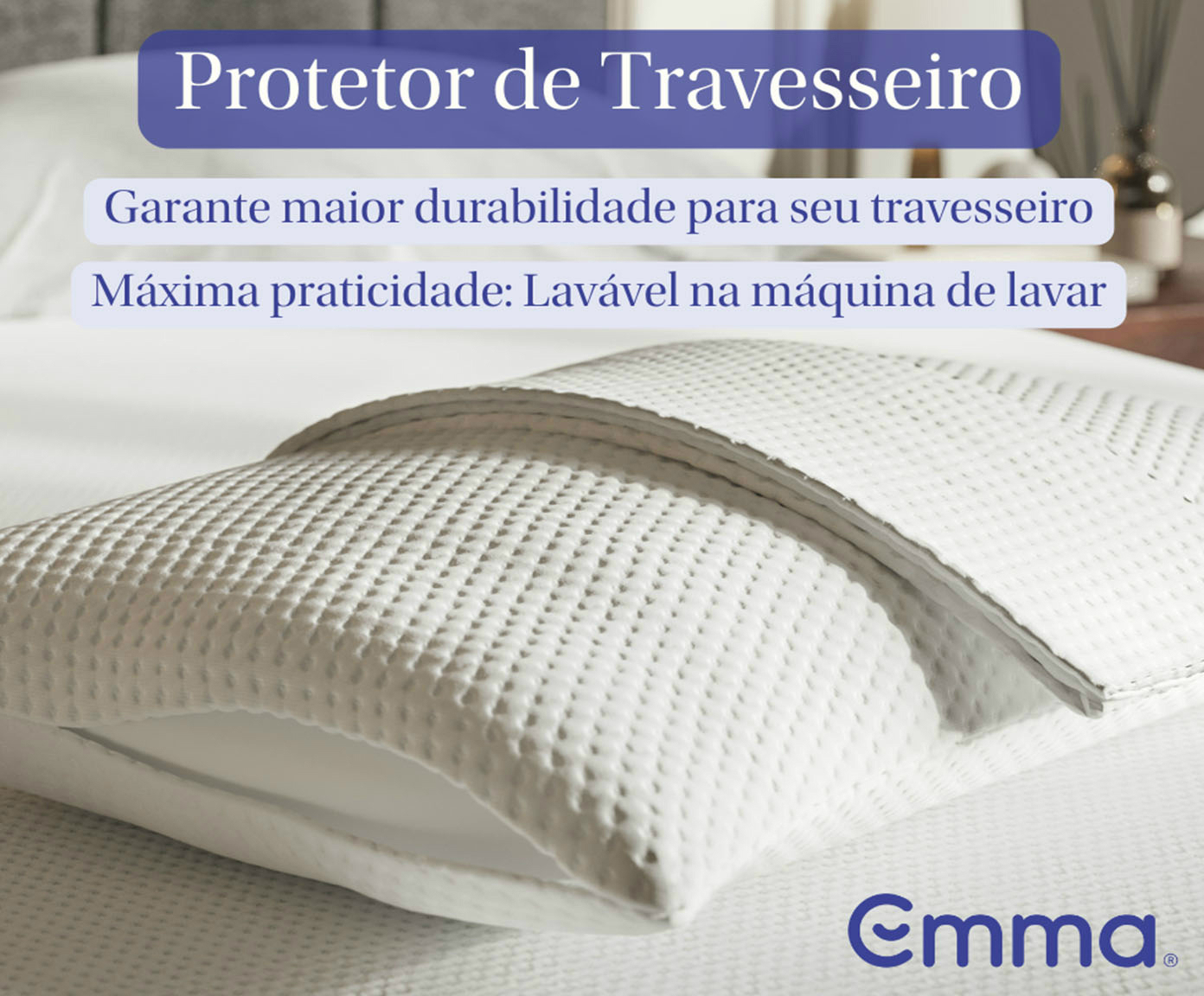 Protetor de Travesseiro Emma Branco - 50X70cm - image 1
