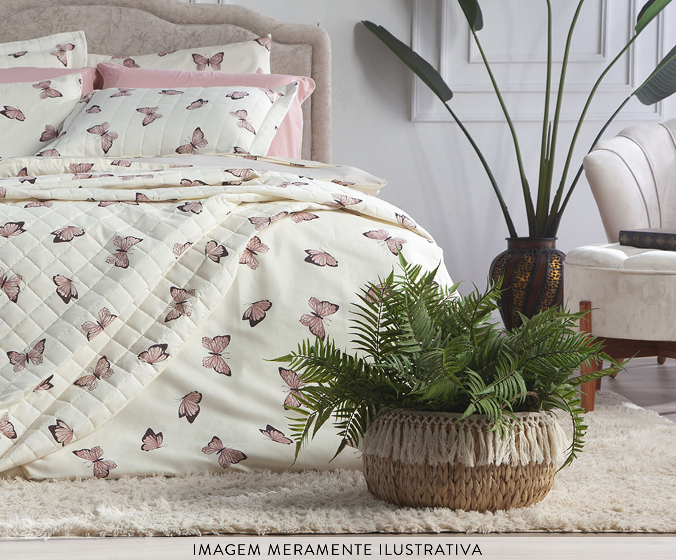 Capa Duvet Essencialle Borboletas Branco image number 6