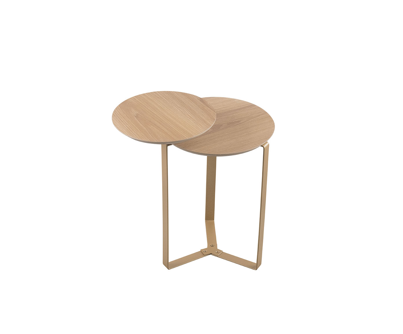 Mesa de Centro Dois Tampos Chanfrada Org&acirc;nica Hanover e Dourado - image 1