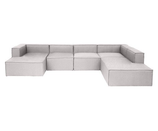 Sof&aacute; 5 M&oacute;dulos Chaise e Encosto Parcial Esquerdo Mensa Cinza Escuro - image 0