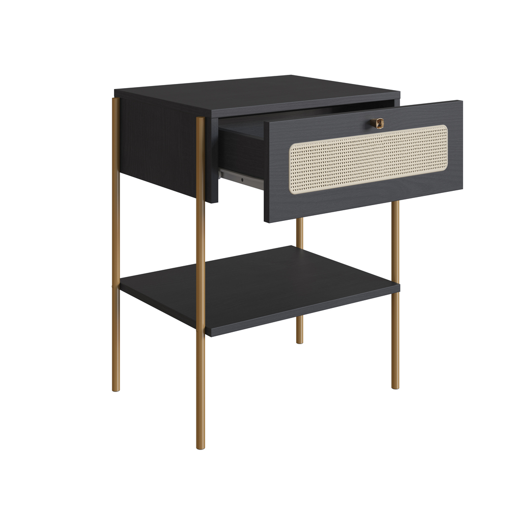Mesa de Cabeceira Tela Oslo Nero e Dourado - image 1