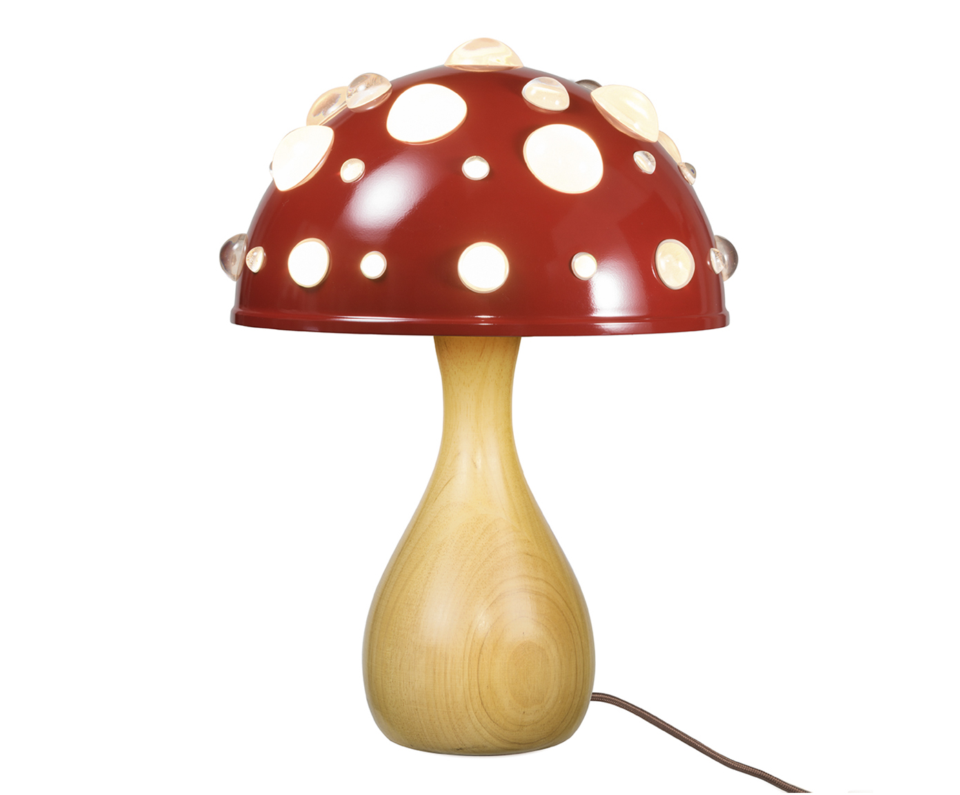 Lumin&aacute;ria Cogumelo Vermelho Liso Brilhante e Marfim image number 4