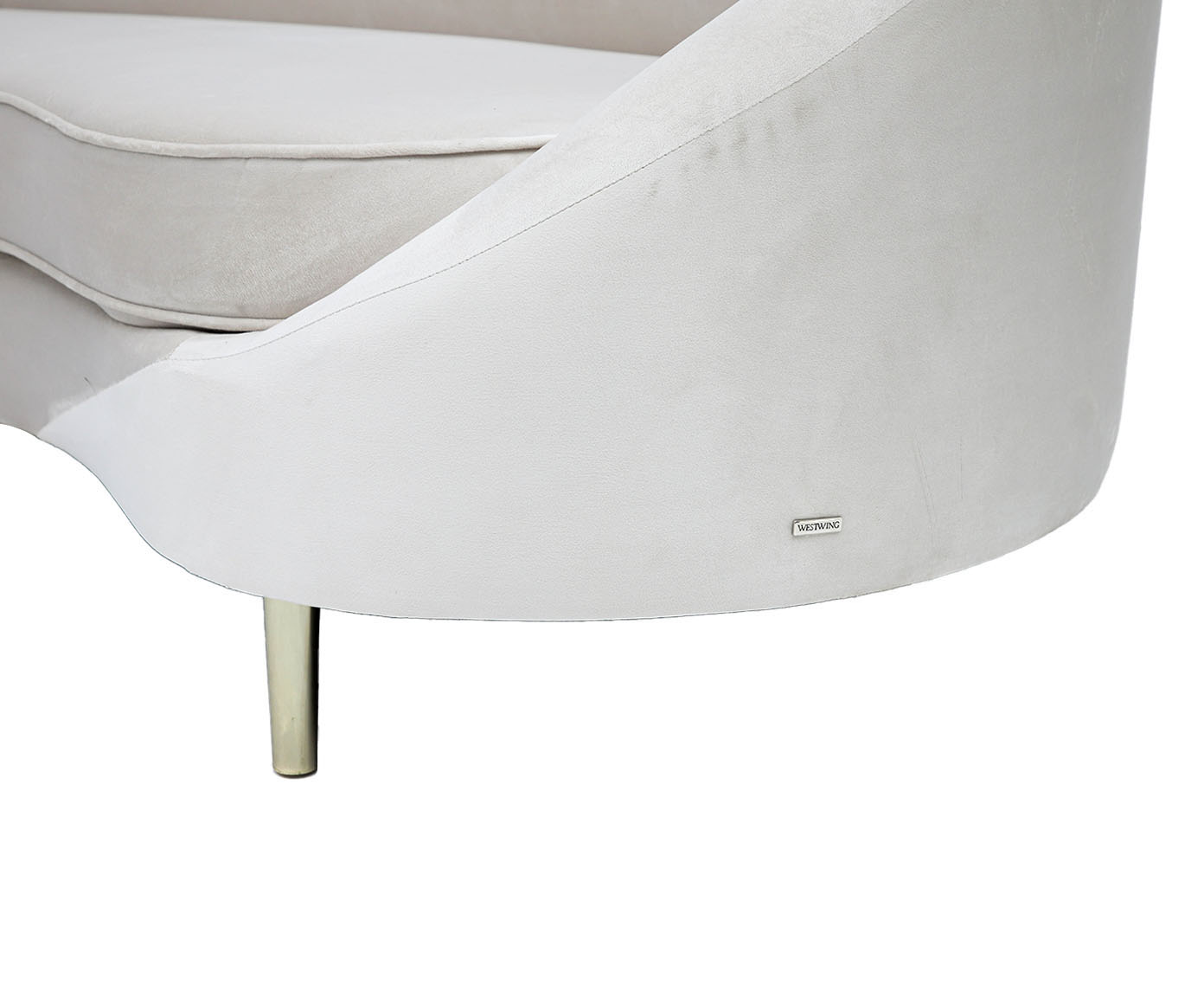 Sof&aacute; em Veludo Jayne com P&eacute;s Dourados - Off White image number 9