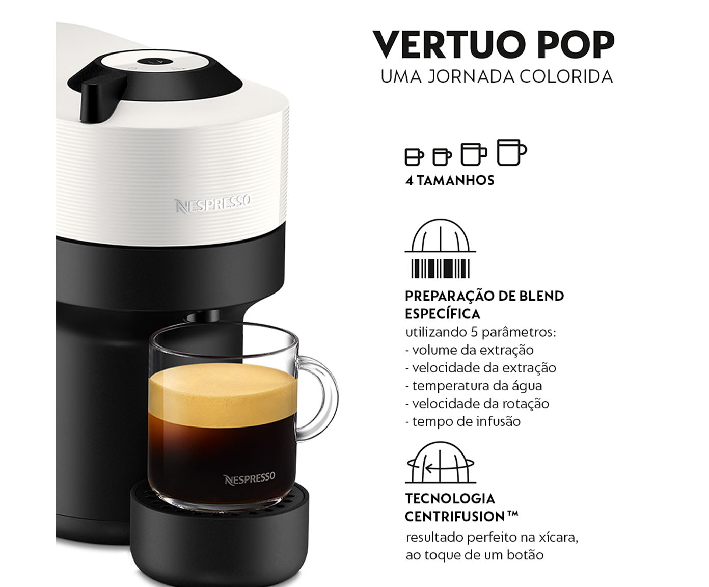 Cafeteira Nespresso Vertuo Pop Branco Coco - 110V image number 6