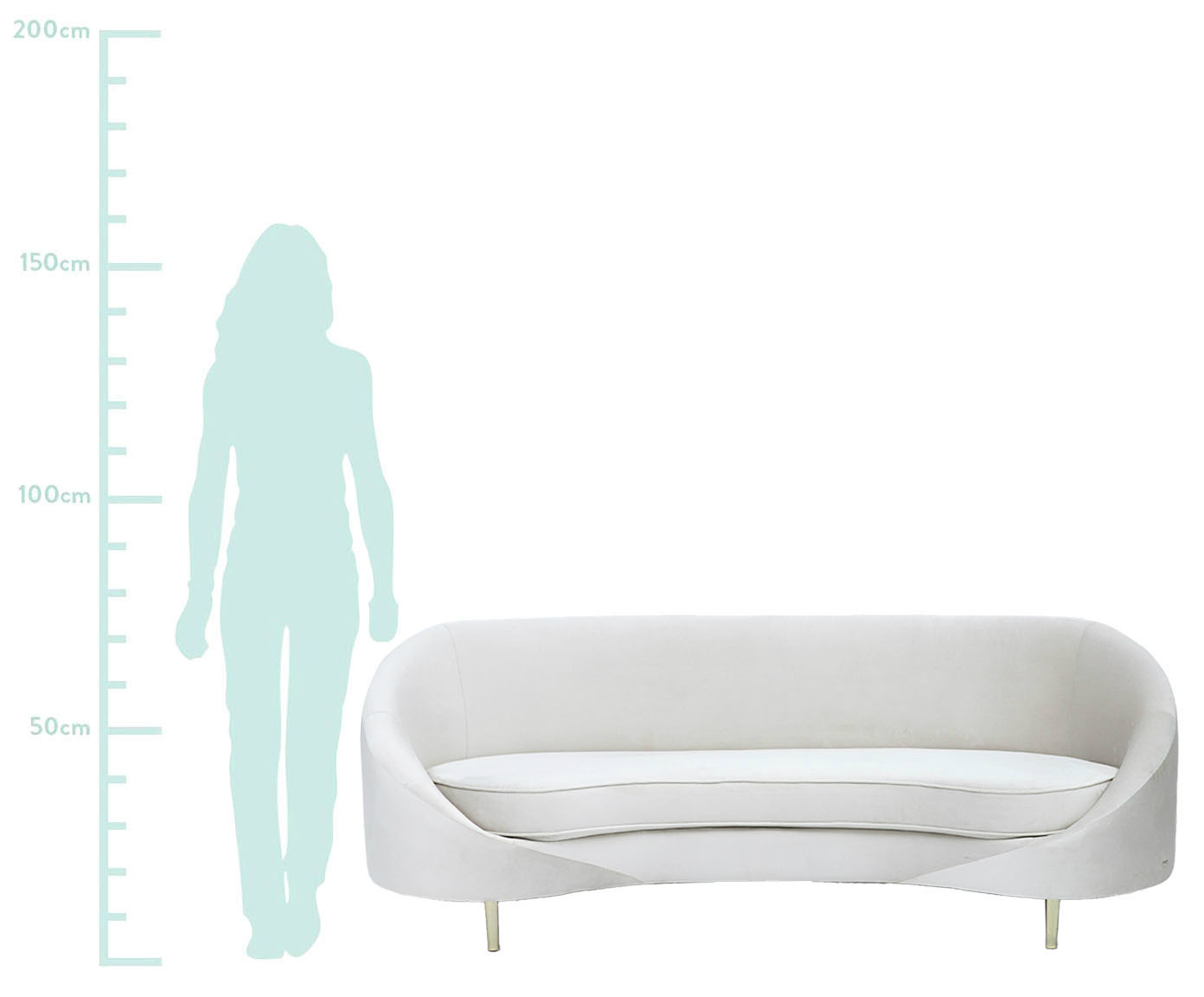Sof&aacute; em Veludo Jayne com P&eacute;s Dourados - Off White image number 20