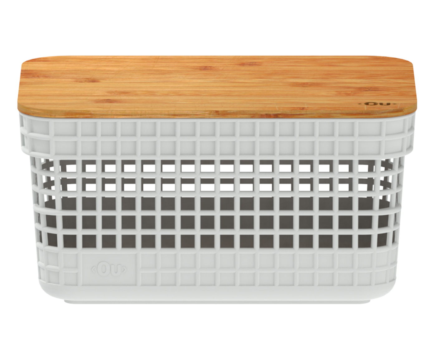 Cesto com Tampa em Bambu Grid II Branco - image 0