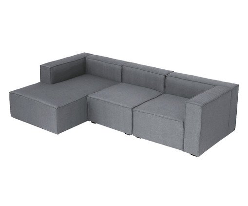 Sof&aacute; 3 M&oacute;dulos Chaise Esquerdo Mensa Cinza Escuro image number 3
