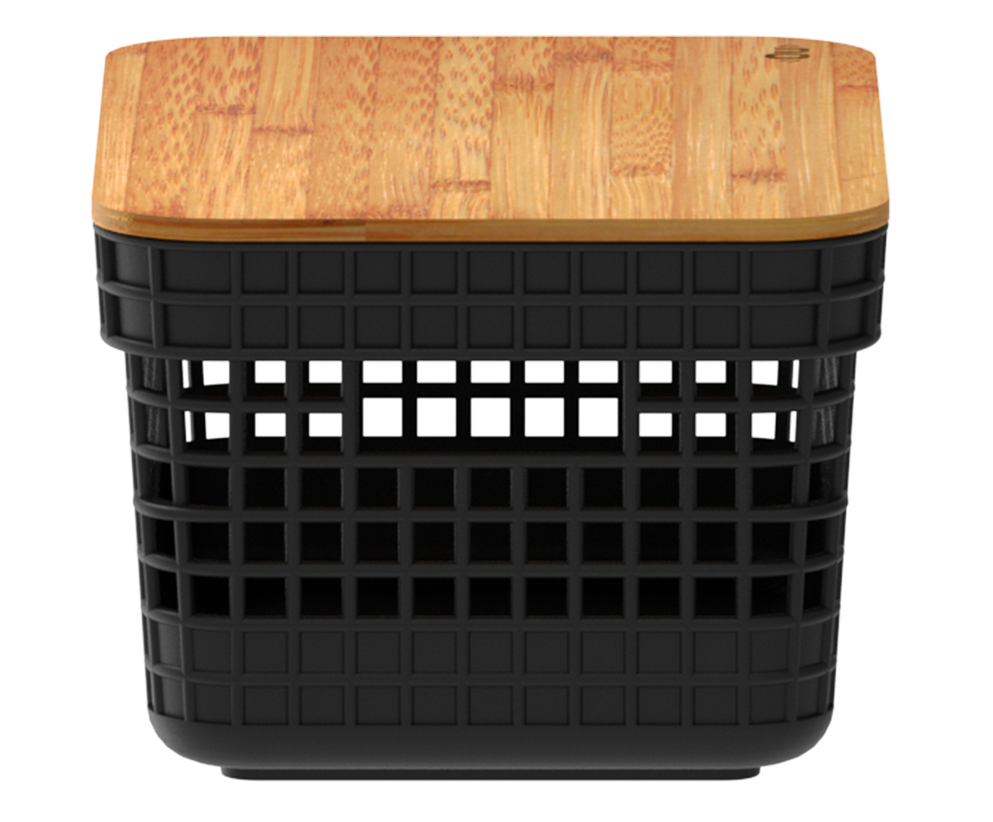 Cesto com Tampa em Bambu Grid Preto image number 2