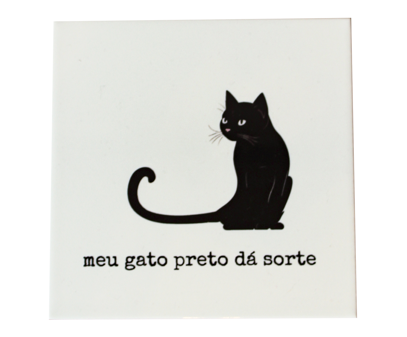 Azulejo Decorativo "Gato Preto da Sorte" - image 0